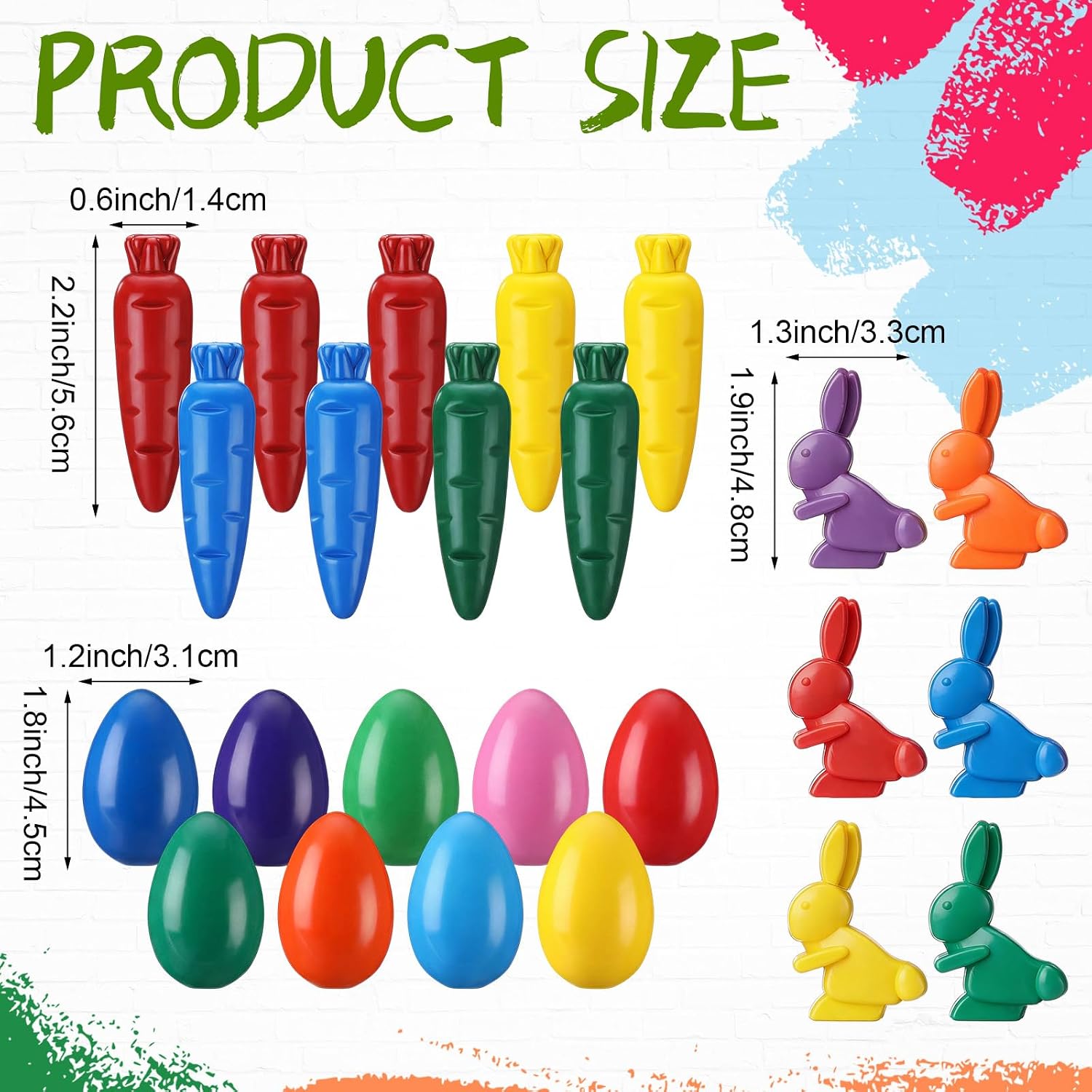 24 Pcs Easter Crayons Bulk Colorful Egg Bunny Carrot Crayon Washable Colored Palm Grasp Painting Supplies Gift Drawing Tools for Easter Home Art Basket Fillers