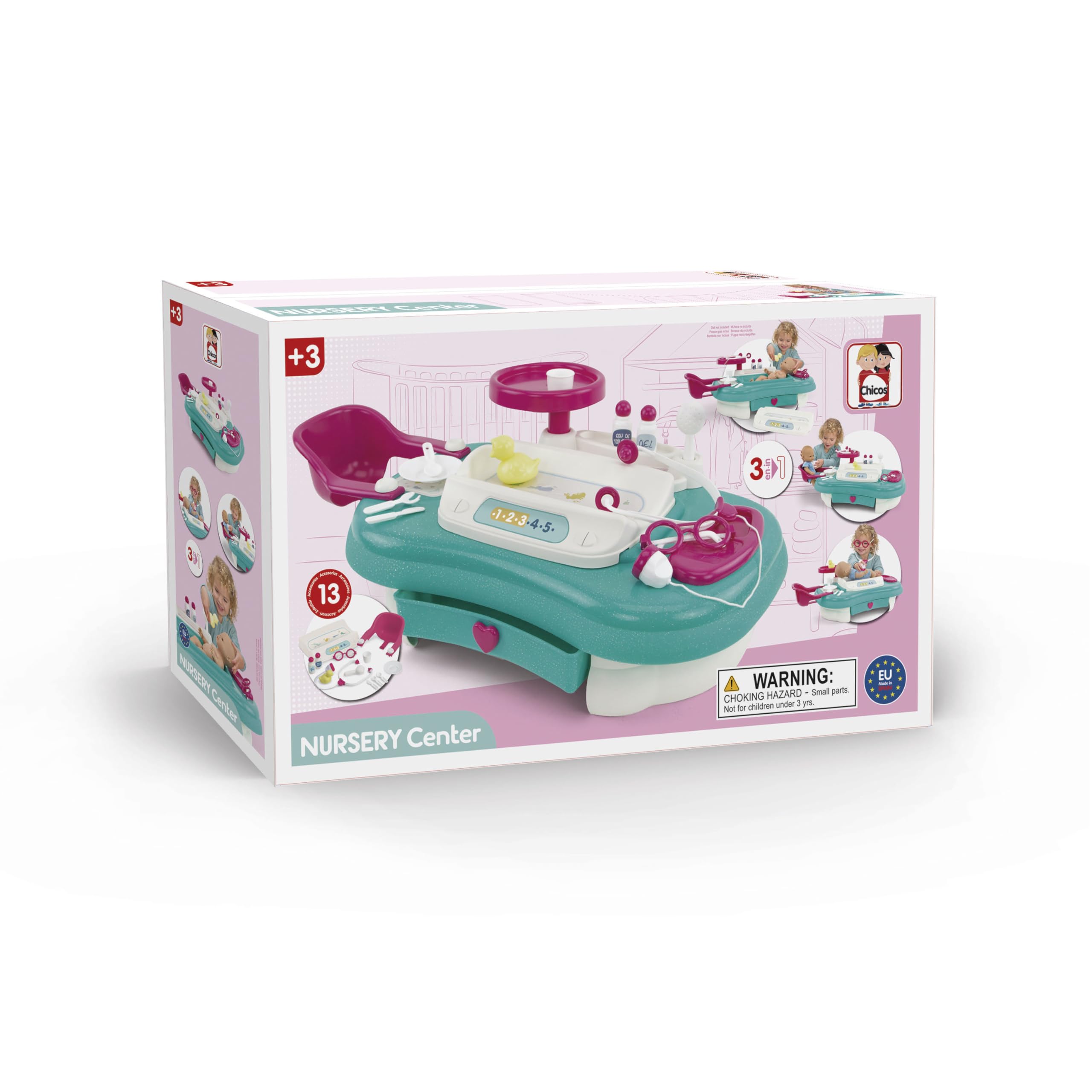 Chicos - Centro Medico per Bambini | Gioco di Imitazione per Bambini | Prenditi Cura del Tuo Bambino con Oltre 13 Accessori | Set di Accessori per Bambole | Consigliato a Partire dai 3 Anni (87458)