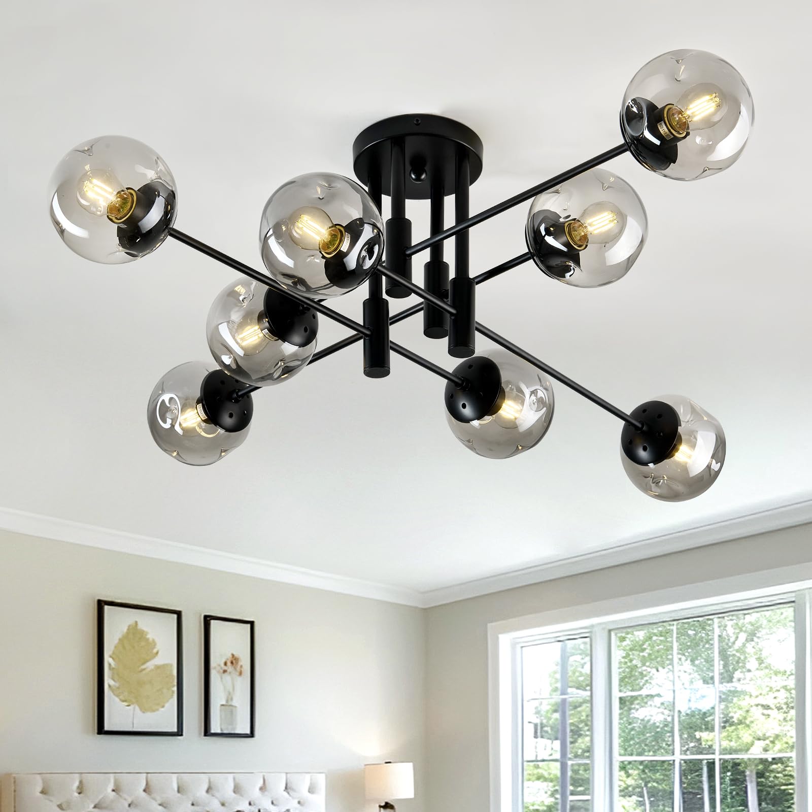 Photo 1 of SZXYKEJI 8-Light Glass Globe Ceiling Light