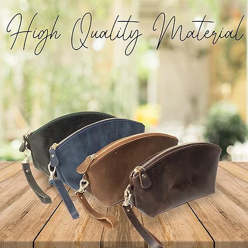 Miniatura 5 de KAAL Caballo loco, maquillaje de embrague, bolsa de cuero puro, bolsa de cosméticos de viaje para mujer, bolsa de aseo de cuero genuino, bolsa