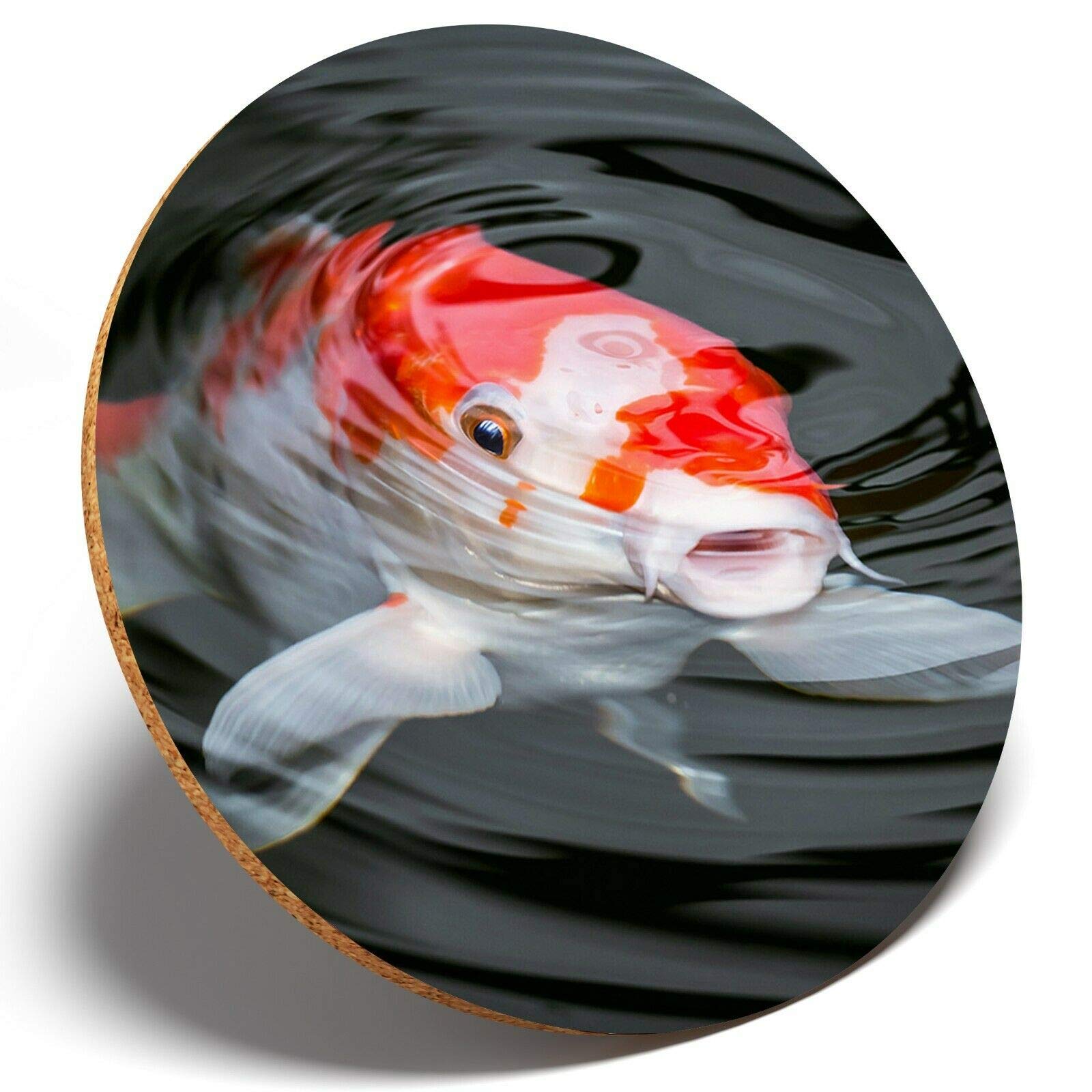 Destination Vinyl Coasters Multicolor 1 X Pretty Koi Carp Fish Pond - Round Coaster Kitchen Student Kids #16427