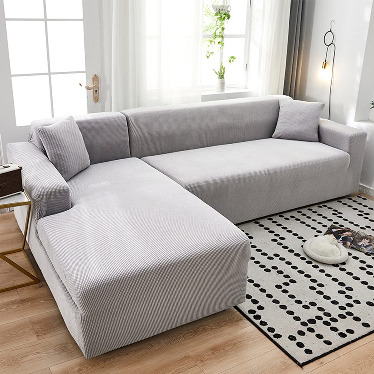 youyoucool Sectional Couch Covers L Sofa Covers Super Stretch 1 pcs Sofa Slipcovers for Single Seaters Chaise Slipcover Pets,