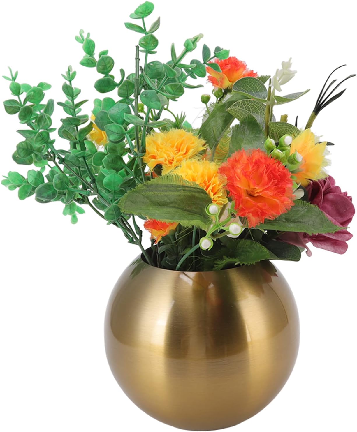 Round Vase Nordic Style Modern Stainless Steel Small Flower Vase Ornament Living Room Office Table Decoration for Home Decoration(Gold)