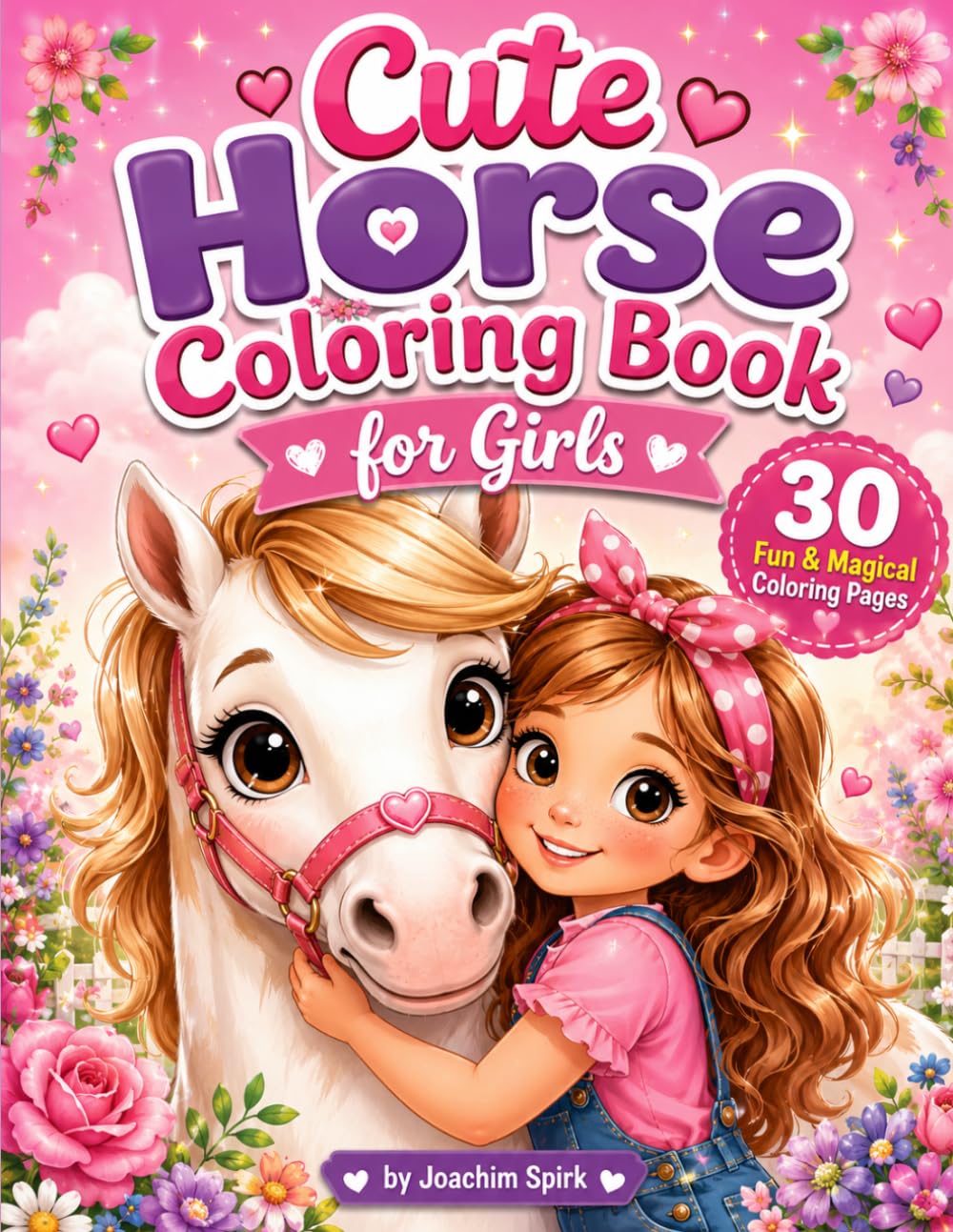 Cute Horse Coloring Book for Girls: 30 Fun & Magical Coloring Pages for Kids Ages 4-8