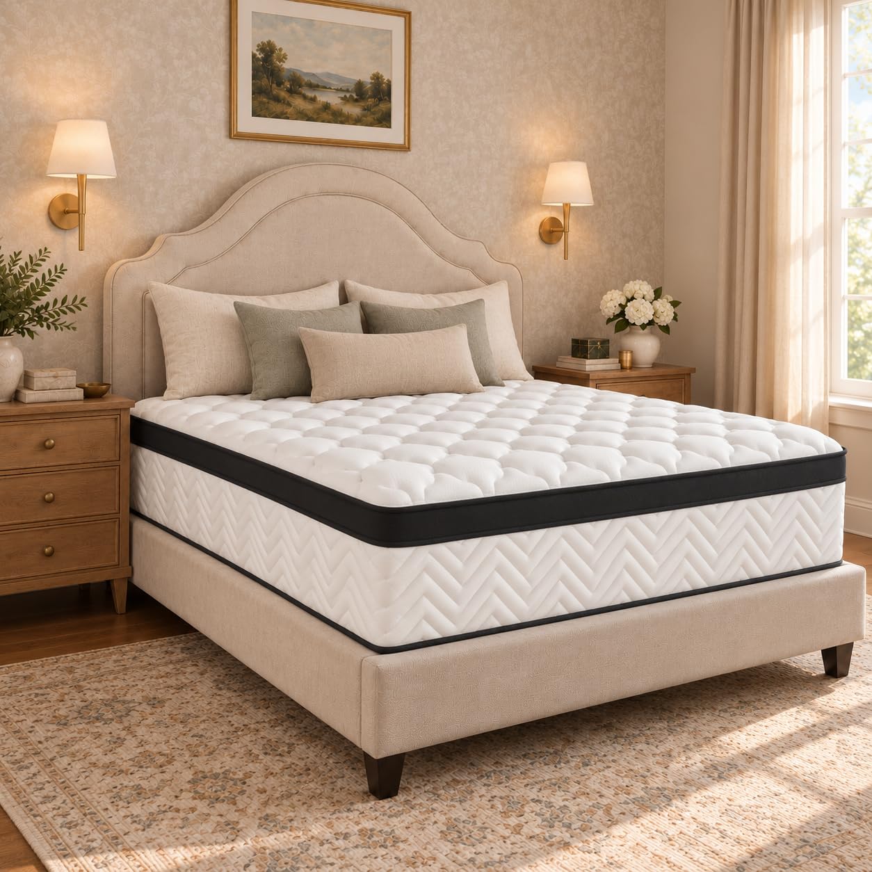Queen Size 12 Inch Hybrid Mattress in a Box, Memory Foam & Individual Pocket Springs, Med…