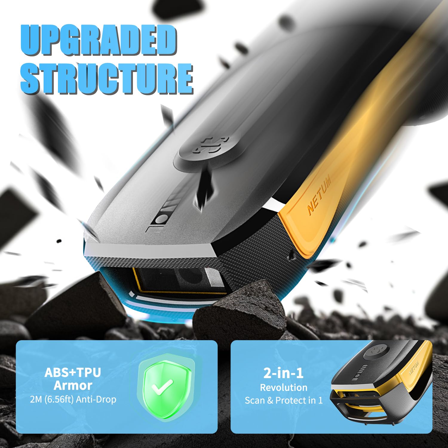 NETUM CS8501 Wireless QR Code Scanner – Lettore Barcode Bluetooth Aggiornato, Mini Portatile 1D & 2D Per Gestione Inventario, Scanner Immagini Per Tablet, Android, iOS, PC E Sistemi POS