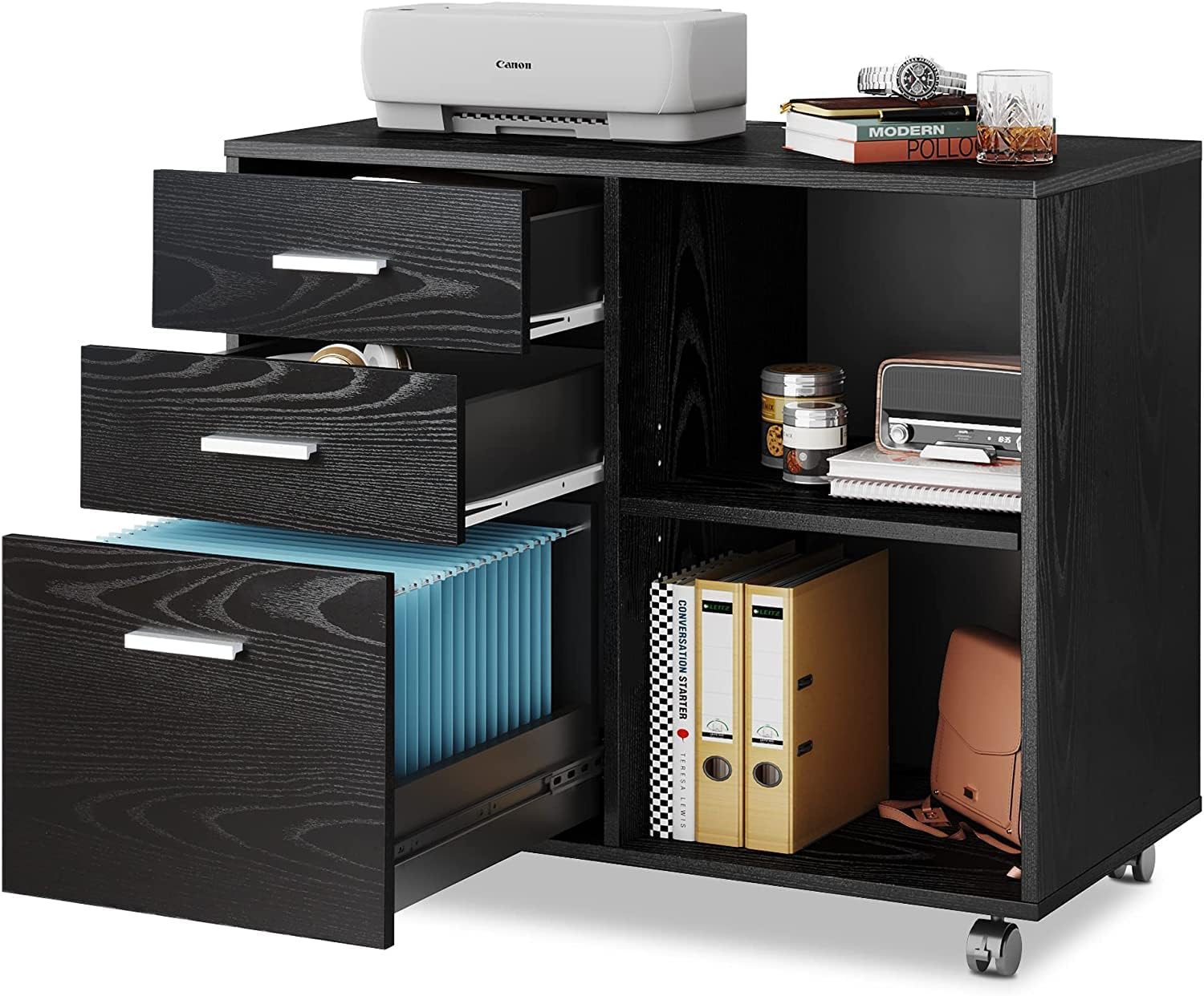 Amazon.com: DEVAISE 3 Drawer Mobile File Cabinet, Wood Lateral