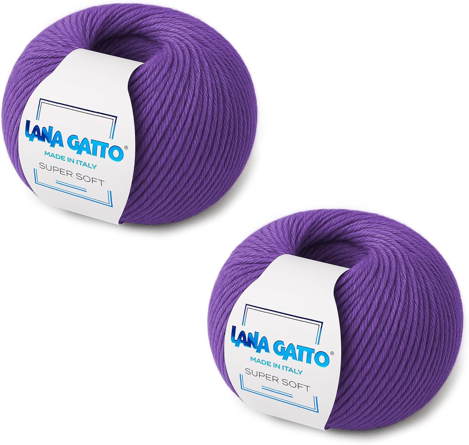 100% Merino Wool Yarn – Extrafine Super Soft Yarn for Knitting, Made in Italy by Lana Gatto, Super Soft Line, Purple 14647, 2-Pack (1.8 oz. / 137 yds Each)