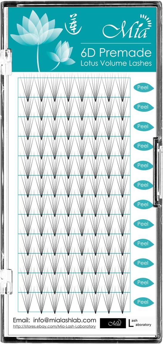 [0.07 D] Lotus 6D Fan Lashes Premade Volume Fan Pre-fan Semi Permanent Eyelash Extensions (6D 0.07 D Mixed(8-14mm))