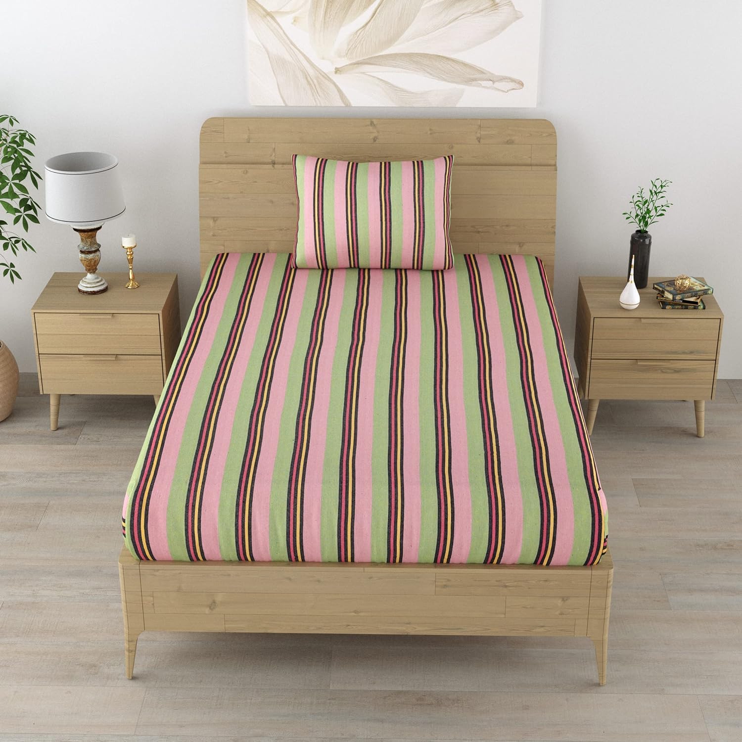 Värde Handloom Single Bedsheet With Pillow Cover 1|Handmade Cotton Bedsheets For Double Bed|Bedsheet Size-220X150 Cm With Coarse Pillow Cover 68X43 Cm-Support Local Artisans,210 tc,Multicolor (B0C1H2NS1M) Amazon Price History, Amazon Price Tracker