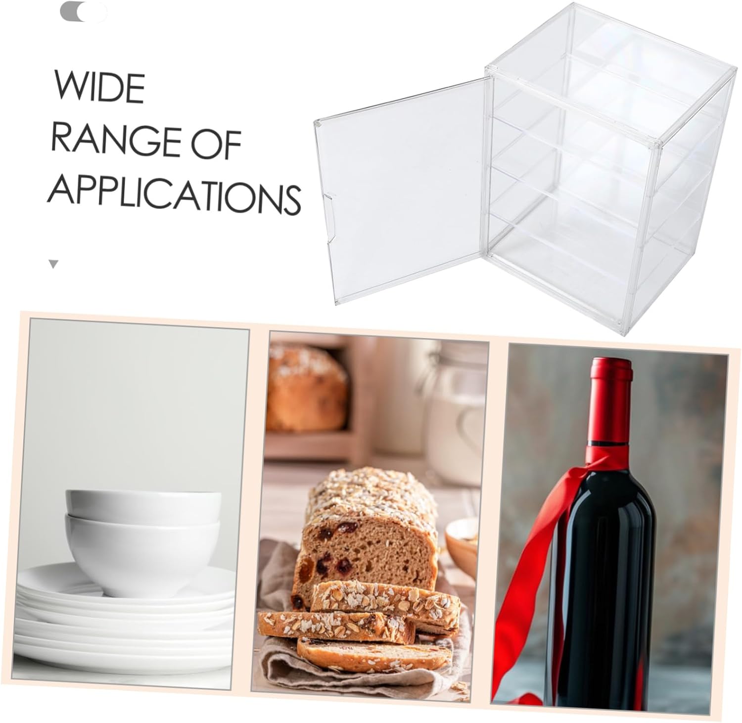 Healifty Adjustable Clear Bakery Display Case with Magnetic Door Kitchen Countertop Pastry Storage Box for Breads and Desserts Easy Maintenance and Sturdy Design