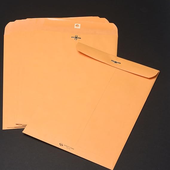 Quality Park Gummed Kraft Clasp Envelopes, 7.5 x 10.5, Box of 100 (37875), Light Brown