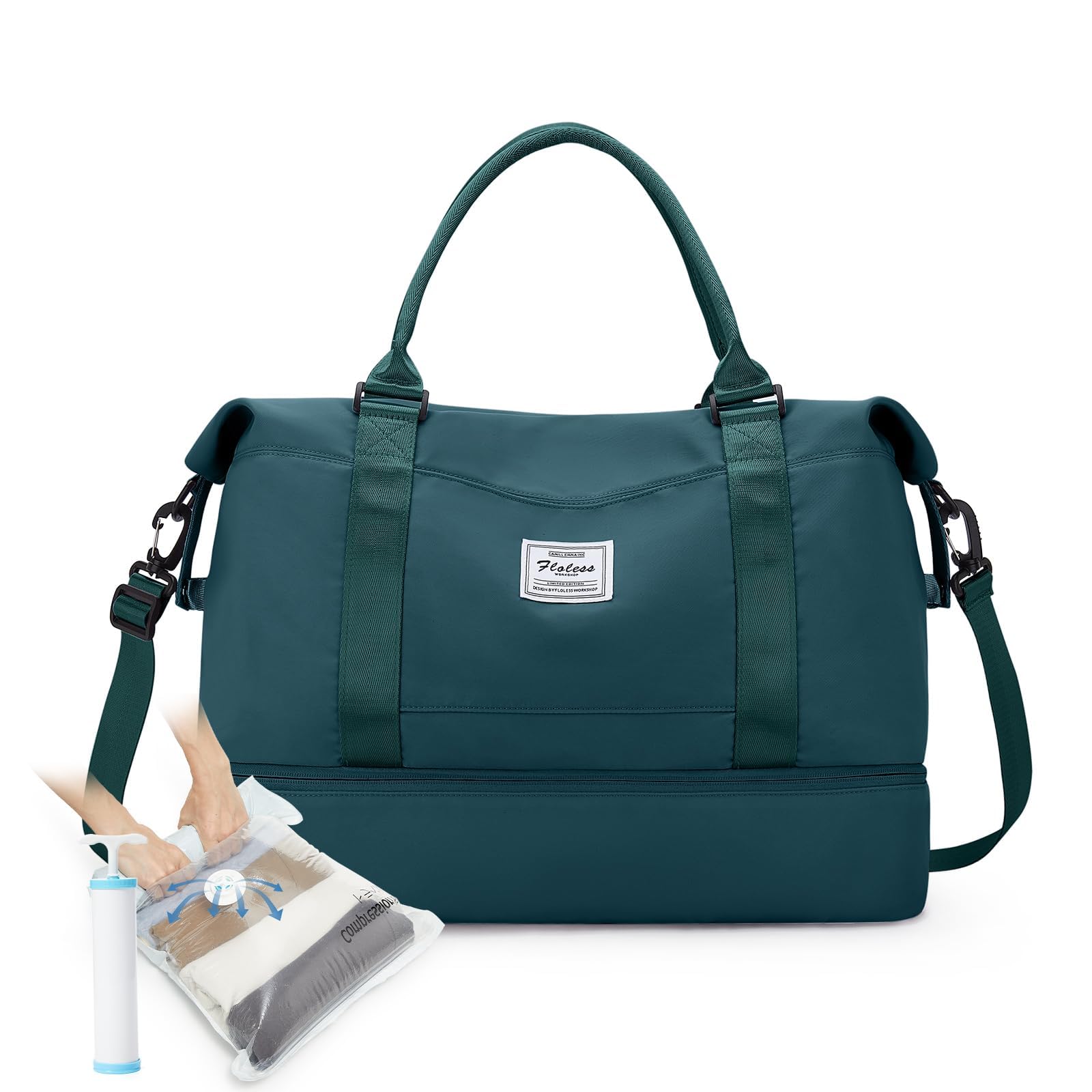 SEAFEW Bolsa de Viaje 40x20x25 para Ryanair,Impermeable Bolsa de Deporte para Gimnasio,Bolsa de Mano Equipaje de Fin de Semana 40x30x20 para Mujer,Bolso de Natación para Playa,D15-Gris Claro — view 24