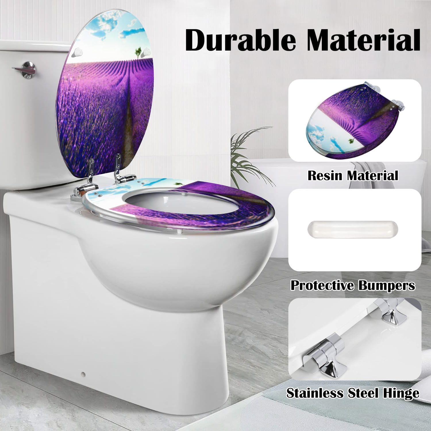 Sedile WC allungato generico da 18,5 x 14,5 pollici per bagno