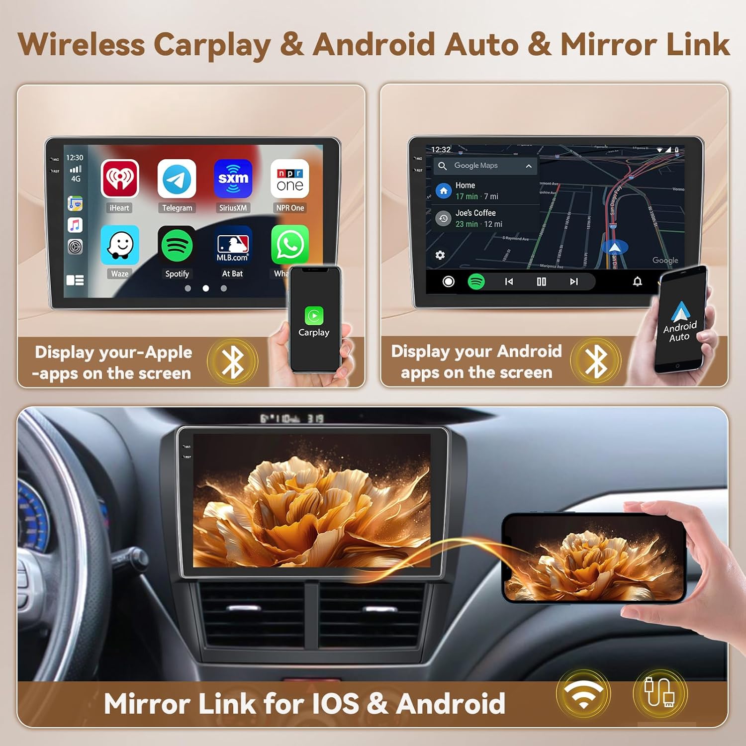 [4+128G] Android 15 Car Stereo for Subaru Forester Impreza WRX STI 2008-2012, Hikity 9'' in-Cell Touchscreen Radio Wireless Carplay Android Auto 5G WiFi/Bluetooth Mirror Link GPS SWC FM/EQ Backup Cam