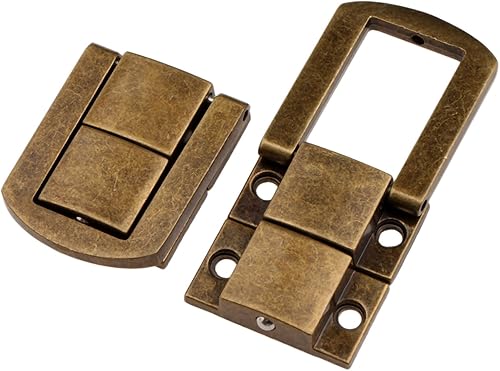 Miniatura 10 de dophee 5 cerraduras de palanca de palanca, estilo retro dorado, cierre de cerrojo decorativo de hierro con tornillos para baúl de madera, maletero,