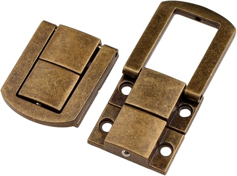 dophee Toggle Catch Lock 1.18x 0.94 Antique Bronze Retro Style Iron Hasp Wood Chest Lock Latch Clasp with Screws for Jewellery Box Suitcase Chest Decoration (5-Pack)