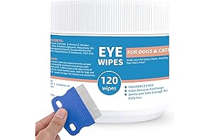 Dog Eye Wipes: 120-Count Tear Stain Remover and Eye Wash Pads for Pets