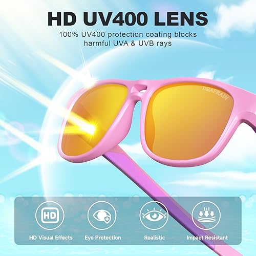 Miniatura 3 de Lentes de sol polarizados para niños, marco flexible TPEE 100% protección UV para niños y niñas de 5 a 13 años