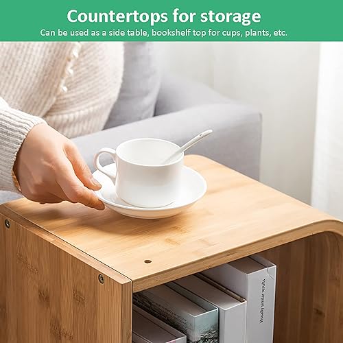 Miniatura 6 de QQXX Estantería de bambú de 5 niveles, estantería de árbol, estantería de pie en forma de S, estantería estrecha para espacios pequeños, estante de