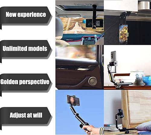 Miniatura 5 de 1 PC Car Sun Visor Mobile Phone Holder, 360-degree Rotating Portable Navigation Stand, Multifunctional Retractable Rearview Mirror Moving Phone