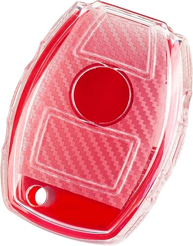 Miniatura 6 de TANGSEN Funda para llavero de TPU compatible con Mercedes Benz A B C CLA CLS E G GL GLA GLC GLE GLK GLS SL SLC SLS AMG Viano textura de fibra de