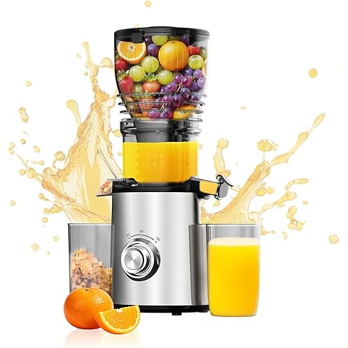 Cold Press Juicer Machines - 5.8" Wide Feed Chute, Easy To Clean, Slow Masticating Juicer Machines for Vegetable and Fruit, 300w Compact Juicers High Juice Yield