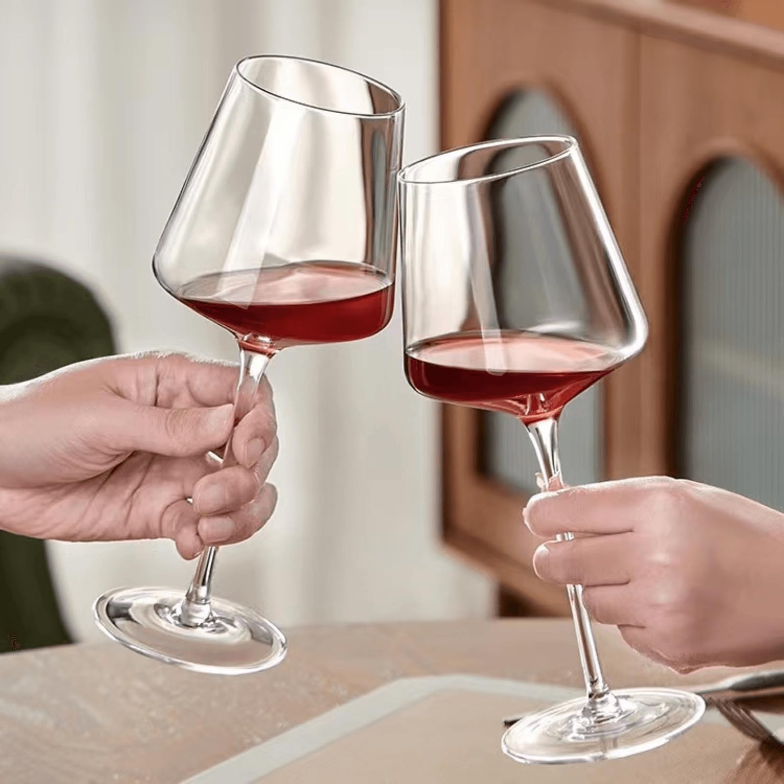 Copas de vino tinto de cristal, copas sopladas a mano de 18 onzas, vidrio transparente de tallo largo para degustación de vino tinto y blanco, boda, fiesta (6pcs)