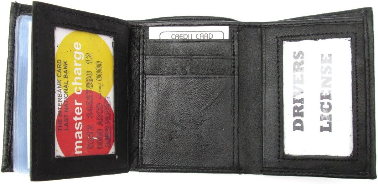 Dangerous Threads Mens Black Leather Wallet Lamb Classic Trifold 731
