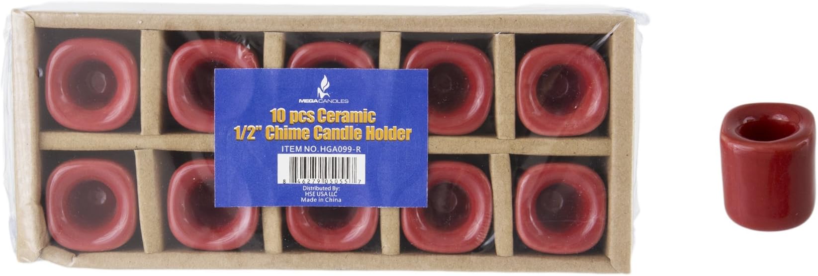 Mega Candles 10 pcs Red Ceramic Chime Ritual Spell Candle Holders, Great for Casting Chimes, Rituals, Spells, Vigil, Witchcraft, Wiccan Supplies & More