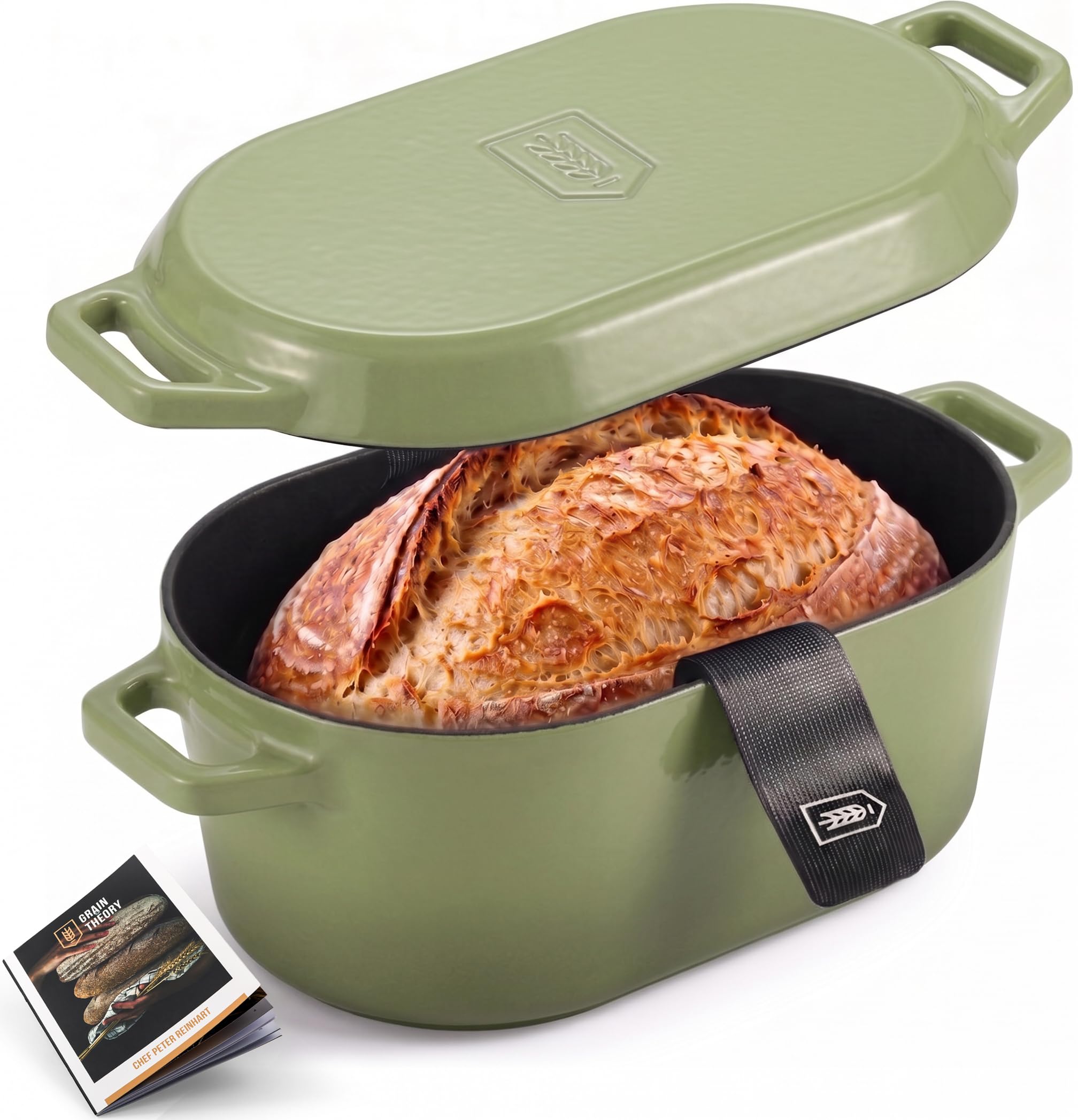 KooK 3.4 Quart Oval Sage Ombre Dutch Oven