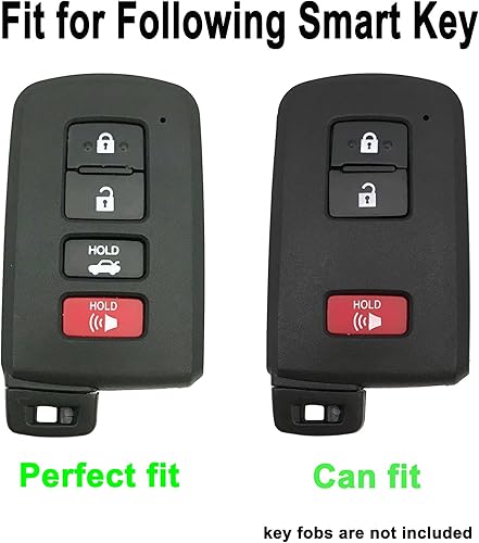 Miniatura 2 de Funda para llavero para Toyota Highlander Avalon Camry Corolla RAV4 2019 2018 2017 4 botones sin llave con diseño de fibra de carbono ABS (rojo)