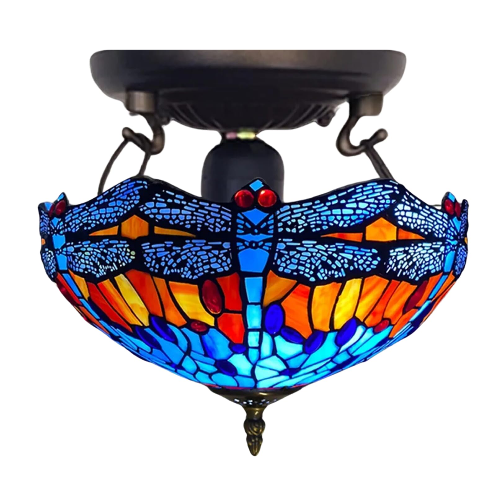 Tiffany Style Ceiling Lamp, 40.6 cm, Glass Shade (TF(C)-1602)