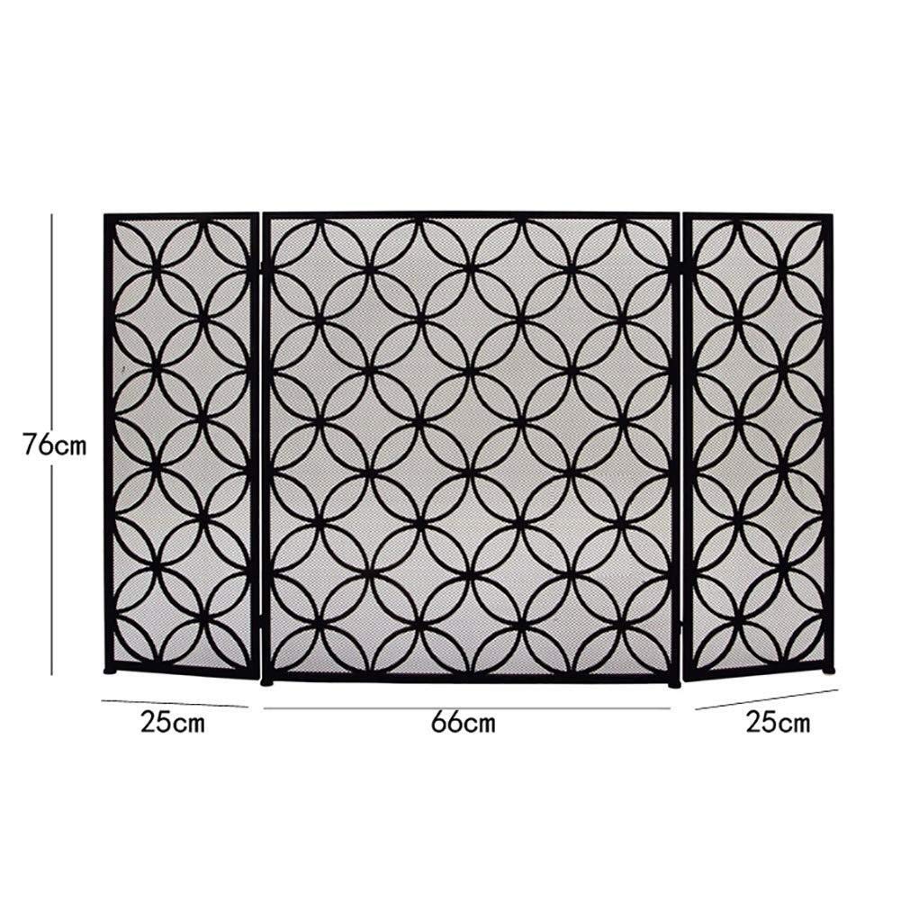Kaminschutzgitter, Kaminschutz, 3-teilig, 116,8 x 76,2 cm, Schmiedeeisen, Sicherheitsgitter für den Innen- und Außenbereich, Metalldekorgitter, freistehendes Tor