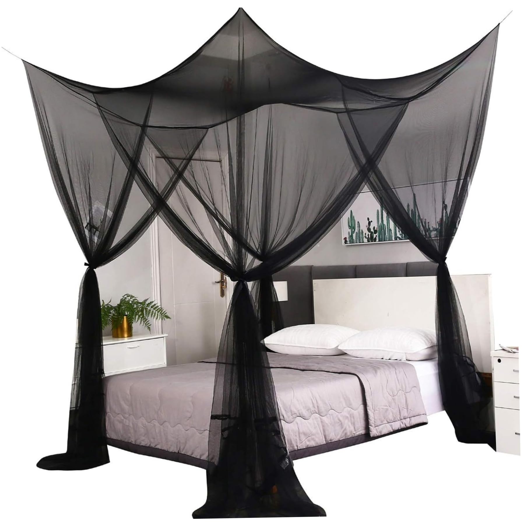 AZIDWERYQ Canopy Bed Curtains, 75x83x94.5 Soft Breathable Polyester Bed Canopy, Mosquitoes Net for Gothic Bedroom Decoration Accessories
