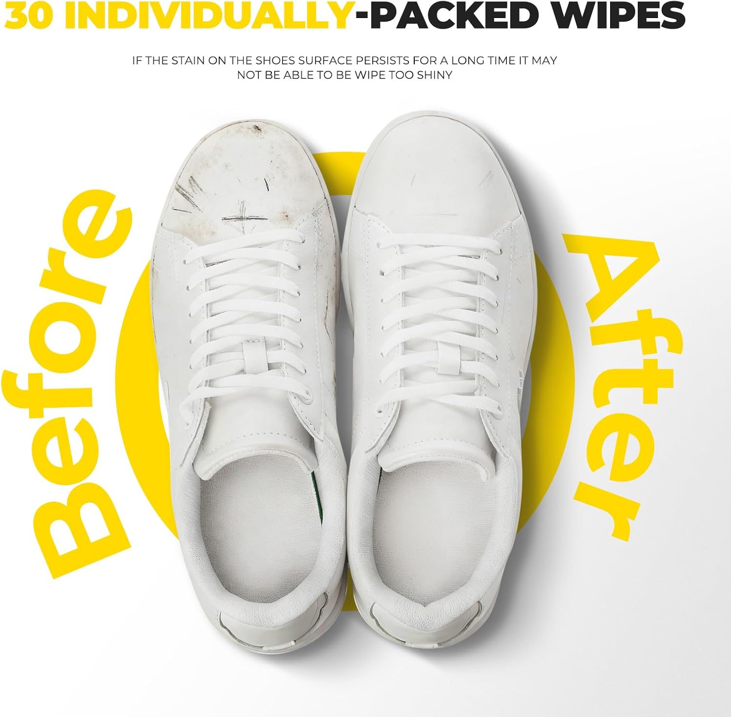 T&K Shoe Cleaning Wipes, 30 Individually Wrapped, No Rinse Stain Removal for Canvas, Mesh Sneakers etc., Quick-Clean Shoes Wipes for Travel & Home (7.87''x 5.9'')