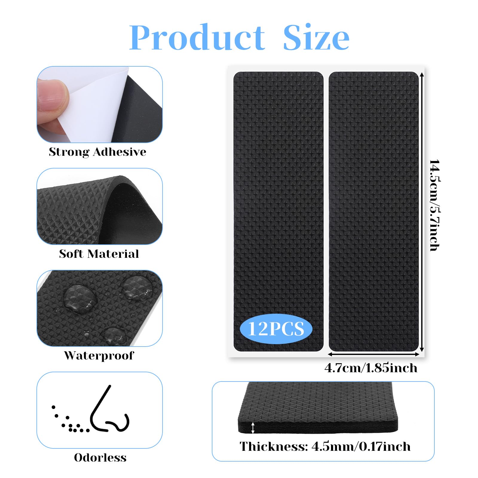 Protezione Pavimento 18 Piedini Gomma Antiscivolo 30x30x10 Mm - Per Sedie E Tavoli, Nero Vite Protezione Pavimento