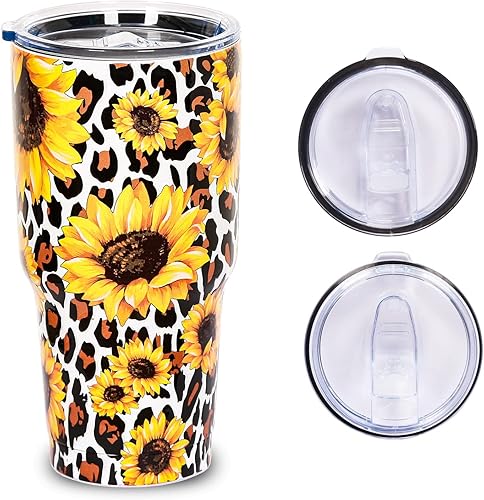 Miniatura 3 de Vaso de 30 onzas con tapa de girasol leoaprd tazas de café de viaje de acero inoxidable vaso de aislamiento para mujeres y hombres (30 onzas,