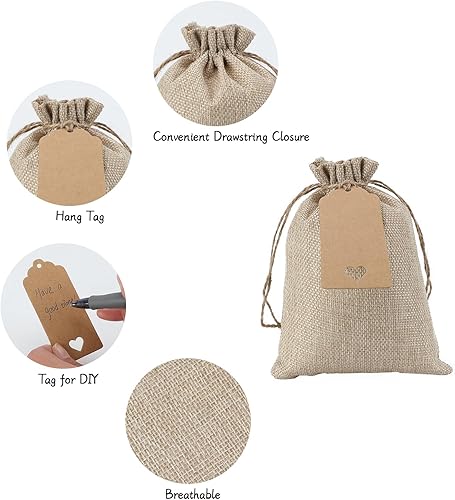 Miniatura 6 de Tapleap Bolsas de arpillera de 5 x 7 con cordón, 30 bolsas de regalo para envolver regalos de Navidad, manualidades, velas, recuerdos, para