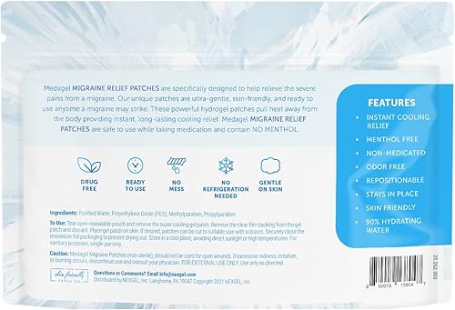 Miniatura 2 de Parche para aliviar la migraña, parches de enfriamiento para migraña, fiebre, hormonas y dolores de cabeza, enfriamiento de hidrogel sin desorden y