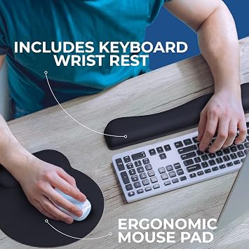 Everlasting Comfort Ergonomic Mouse Pad and Keyboard Wrist Rest for Computer Keyboard Memory Foam Mouse Pad Set with Wrist Support for Comfort, Extended Typing Sessions