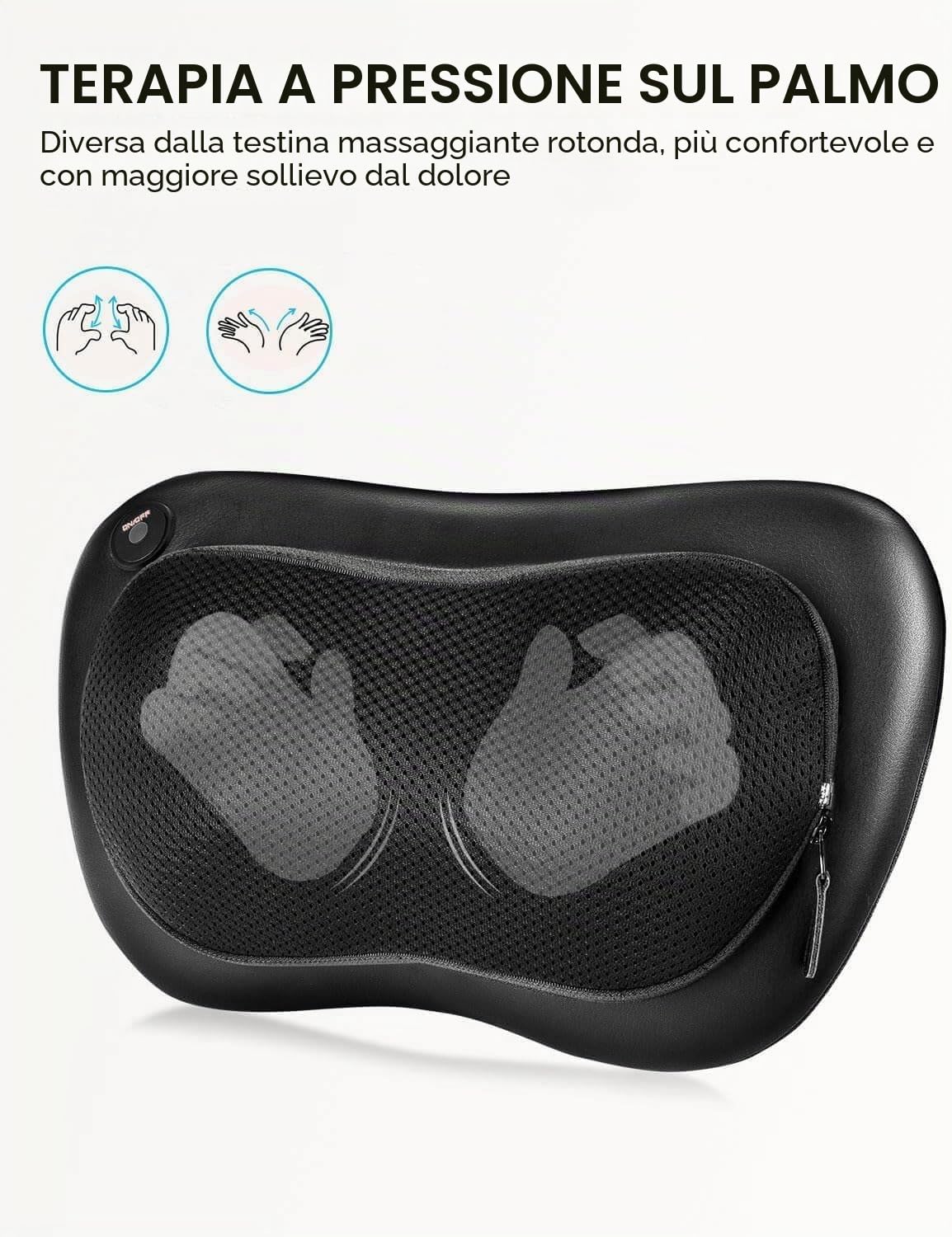ALLJOY Cuscino Massaggiante Shiatsu, Massaggiatore Schiena Cervicale e Collo Riscaldante, 4 Massaggio Nodi e 3 Modalità, Regalo per Donne/Uomini, Portatile Massaggiatore per Auto da Ufficio a Casa