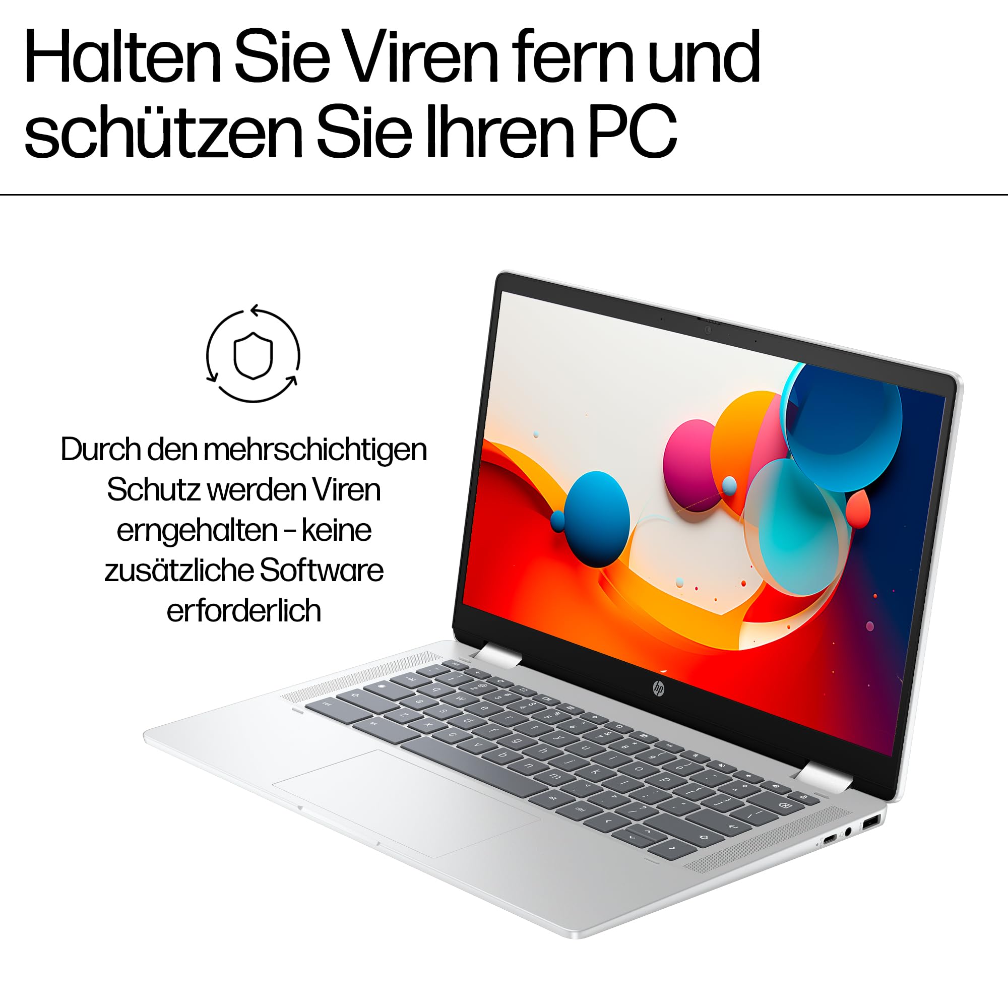 HP Chromebook x360 14" HD Touchscreen Intel N100 4GB RAM 128GB ChromeOS QWERTZ Silber