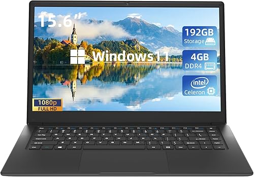 Miniatura 1 de Computadora portátil de 15.6 pulgadas, Celeron N3450 de cuatro núcleos, 4 GB de RAM y SSD de 192 GB, computadoras portátiles Win11 con FHD IPS,