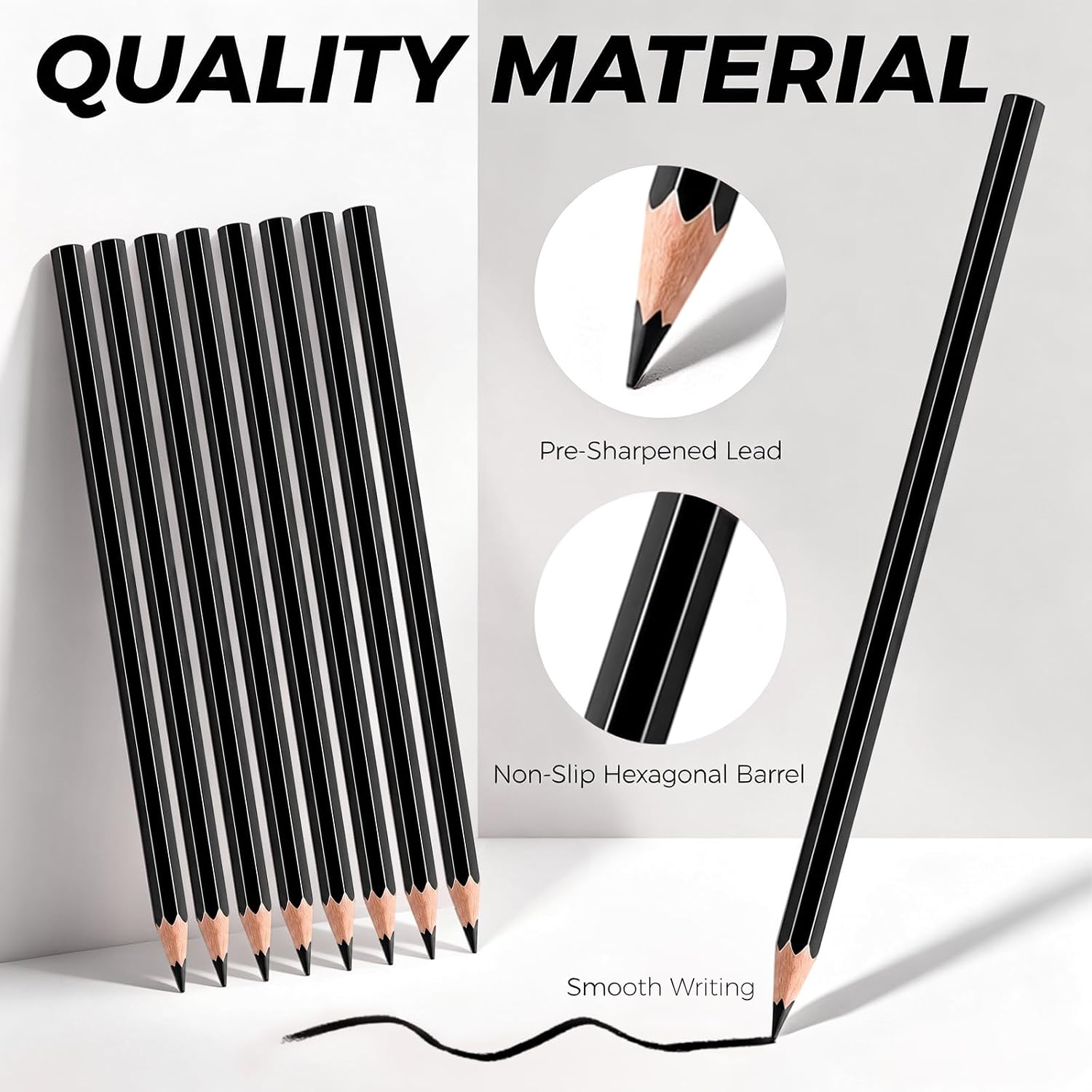 30 PCS Black Colored Pencils, Pre-sharpened Professional Wooden Art Pencils Set for Artists Painting | Premium Drawing Sketching Supplies image 3