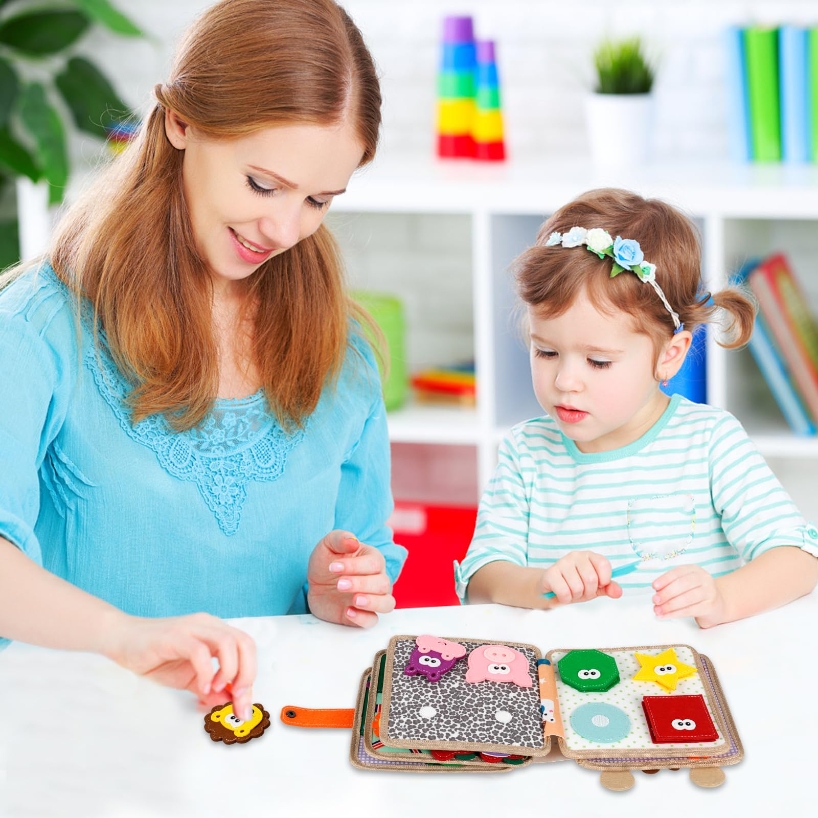 Busy Board Montessori Zabawka od 1, 2, 3 lat Książeczka aktywności z miękkiego filcu Zabawka sensoryczna dla niemowląt na wczesne rozwój i podróże, aktywności edukacyjne przedszkolne, prezent