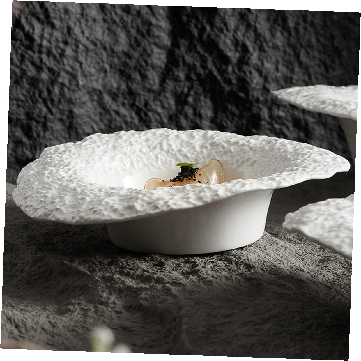 iplusmile Assiette Creuse Céramique Forme Chapeau Motif Roche pour Pâtes et Salades Polyvalente et Résistante pour Cuisine et Service