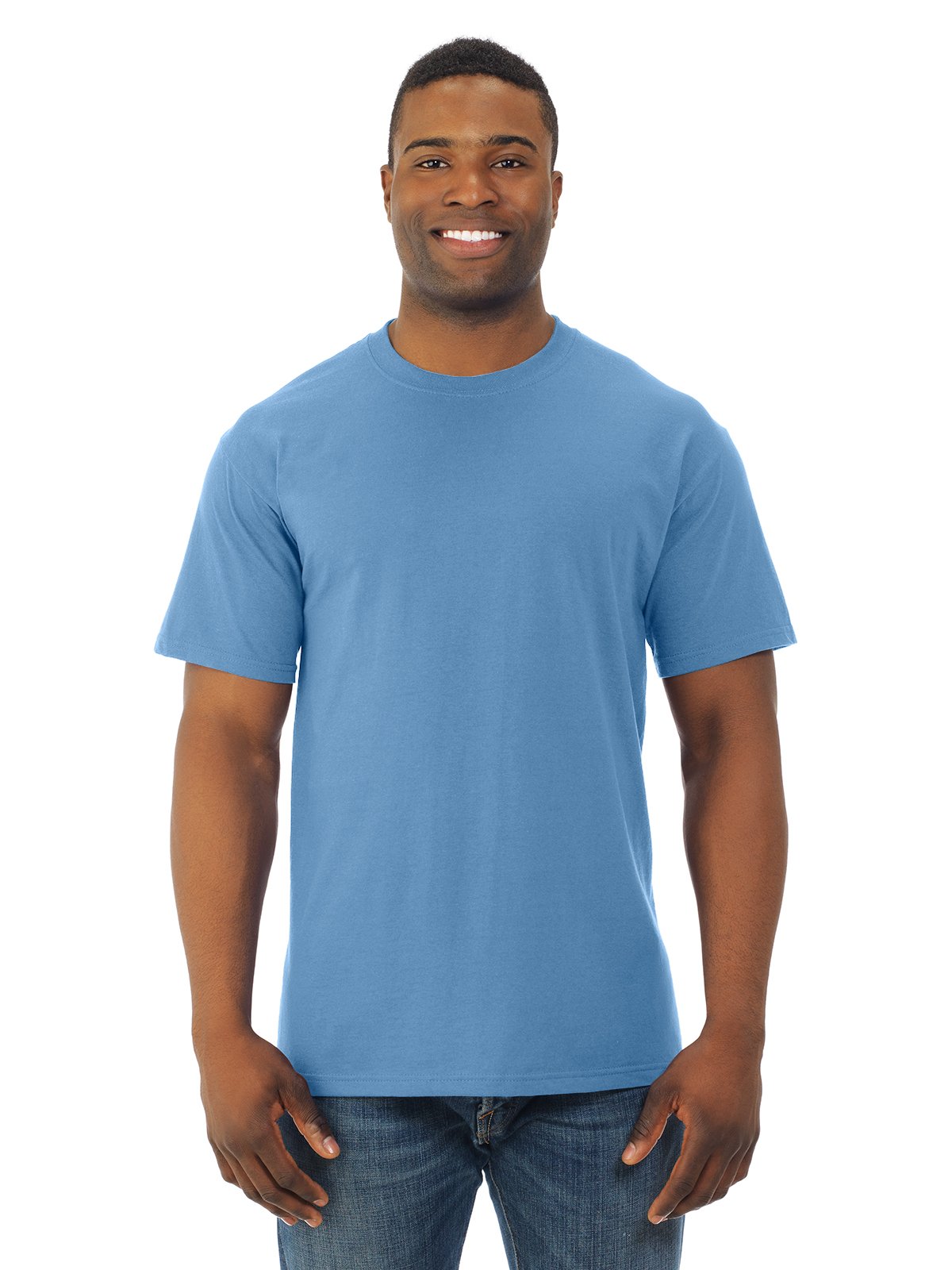 Fruit Of The Loom Men's Columbia Blue Hd Cotton Short Sleeve Crew T-Shirt, 2XL,