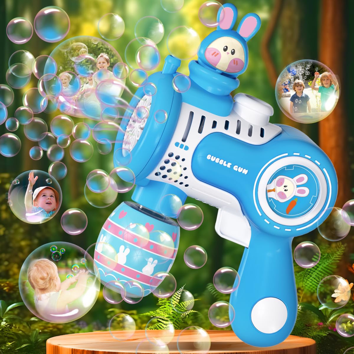 Photo 1 of Bubble - Bunny Bubble Machine Gun for 2+ Todddles Kids, 12 Holes Electric Bubble Maker with LED for Easter Outdoor Parties, Leak Proof Bubble Blower Toys Gifts for Boy Girls Toddlers Kids Dogs