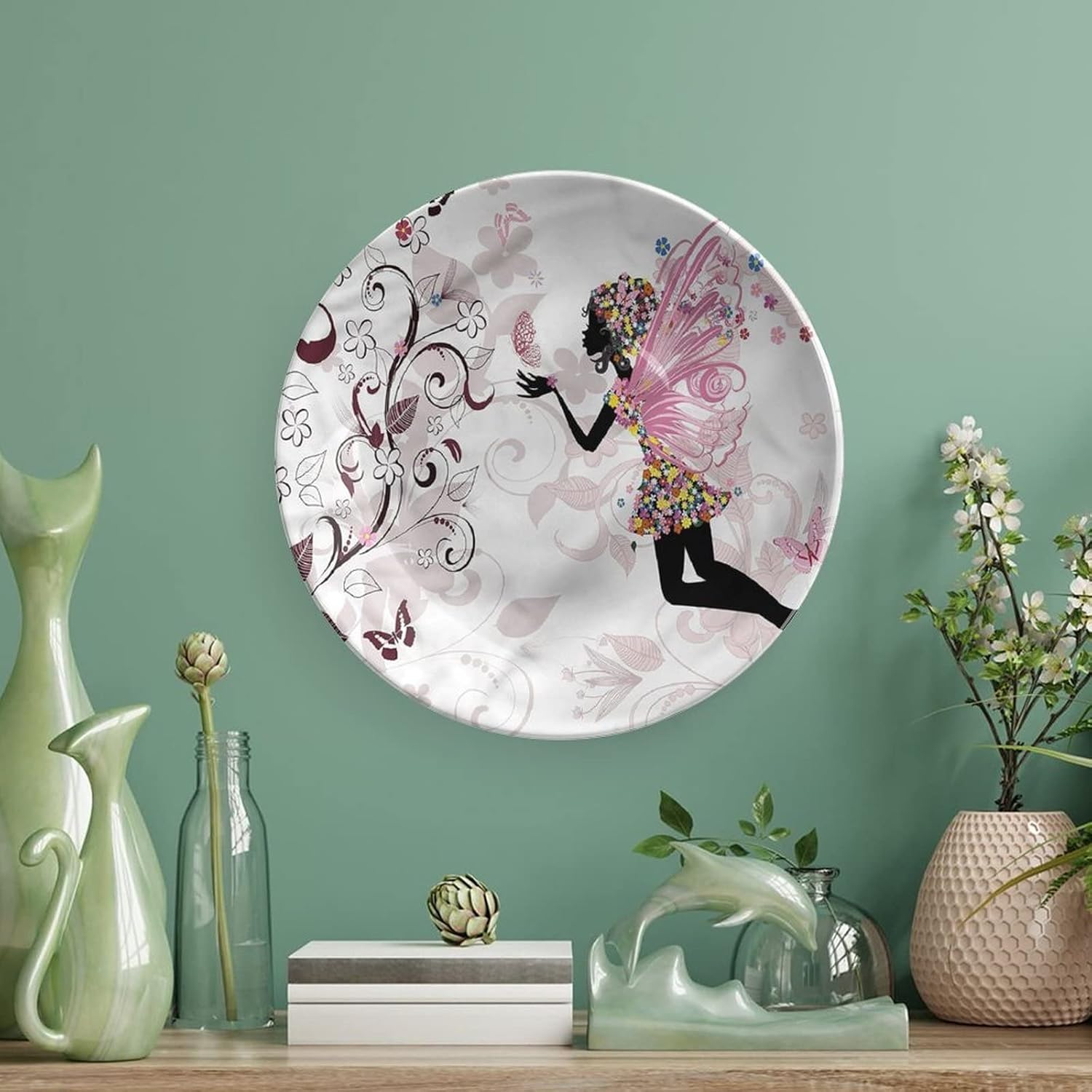 XISUNYA 7 Inch Decorative Plate, Princess Tableware Plate, Mystery Forest and Nature Print Ceramic Wall Hanging Decor Accessory for Dining Table Tabletop Home Decor, Muticolor